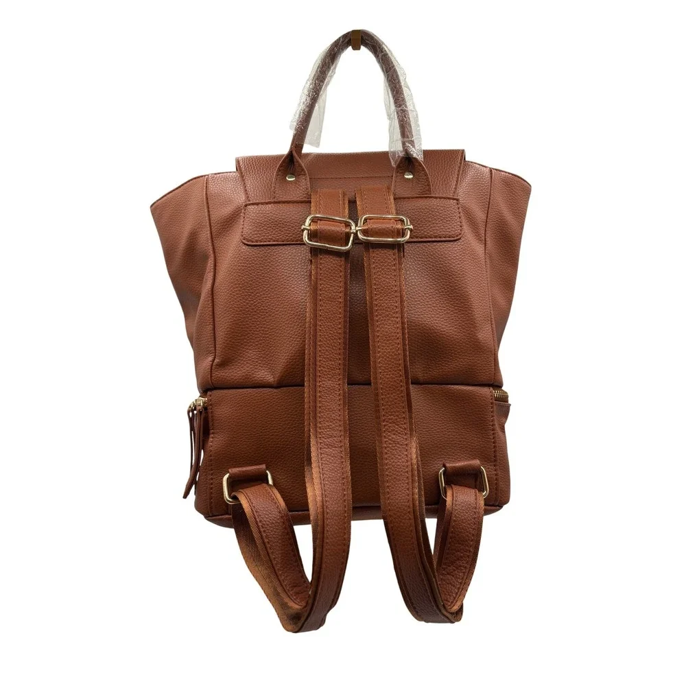 doTERRA Backpack Womens OS Brown Like New Vegan Leather‎ Gold Hardware Bag